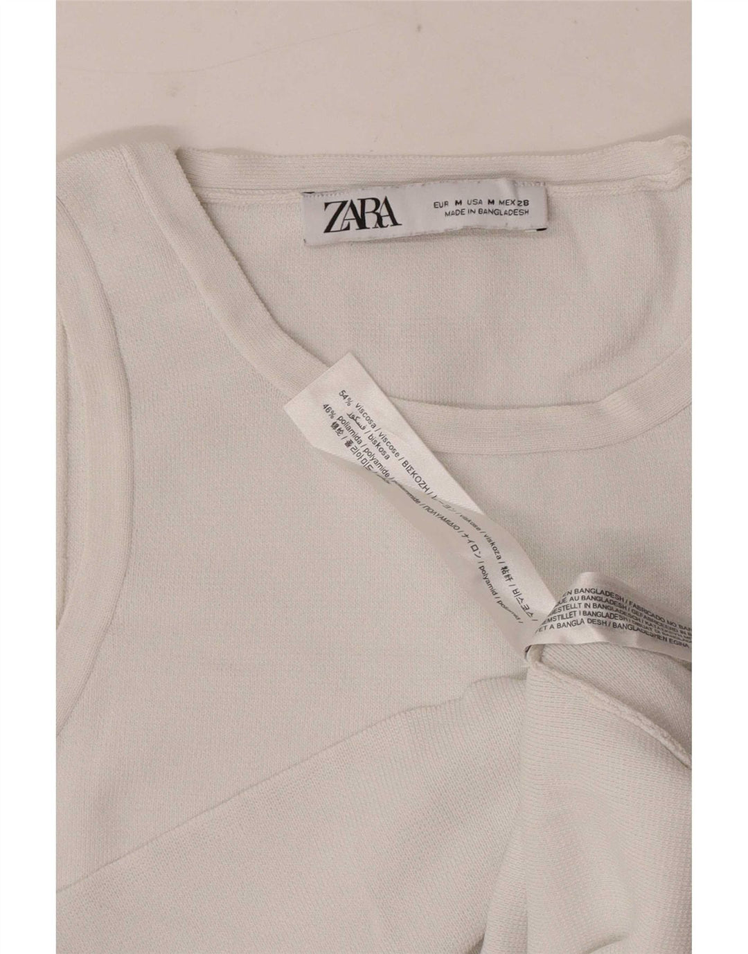 Zara Womens Crop Vest Top UK 12 Medium White Viscose