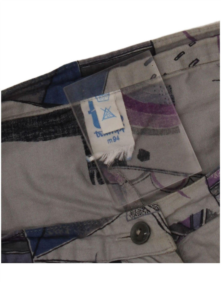 VINTAGE A-line nederdel W32 med høj talje til kvinder, stor grå, geometrisk