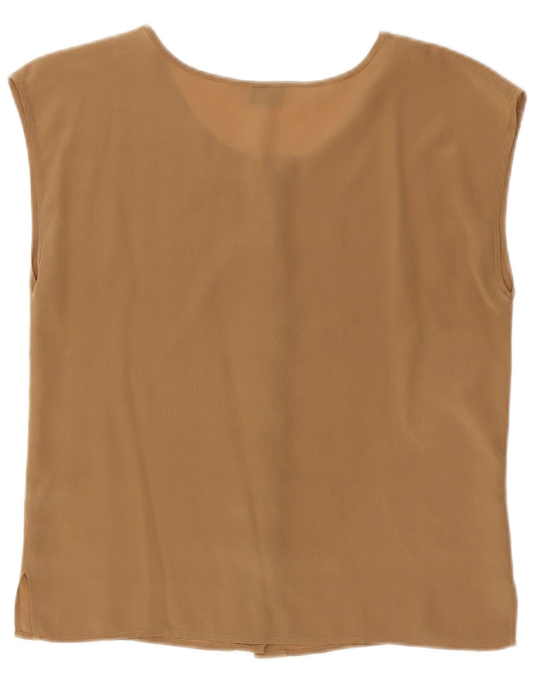 Coocoon Dame ærmeløs skjortebluse UK 12 Medium Brun Silke