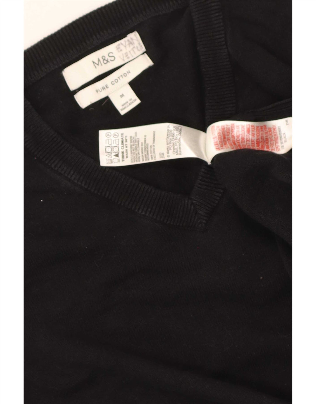 Marks & Spencer Herre V-hals sweater Medium Sort Bomuld