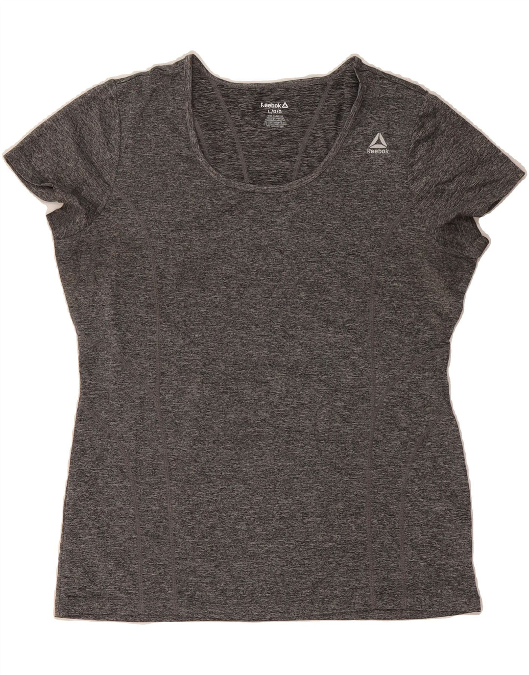REEBOK Womens T-Shirt Top UK 16 Large Grey Polyester Vintage Reebok and Second-Hand Reebok from Messina Hembry 