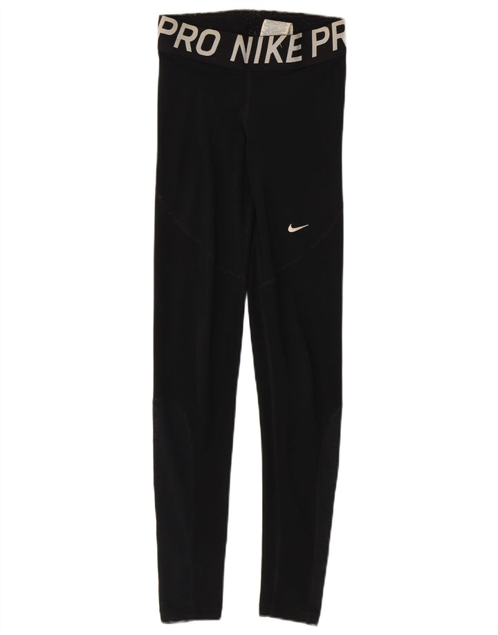 Nike Dame Dri Fit Grafiske Leggings UK 6 XS Sort Polyester