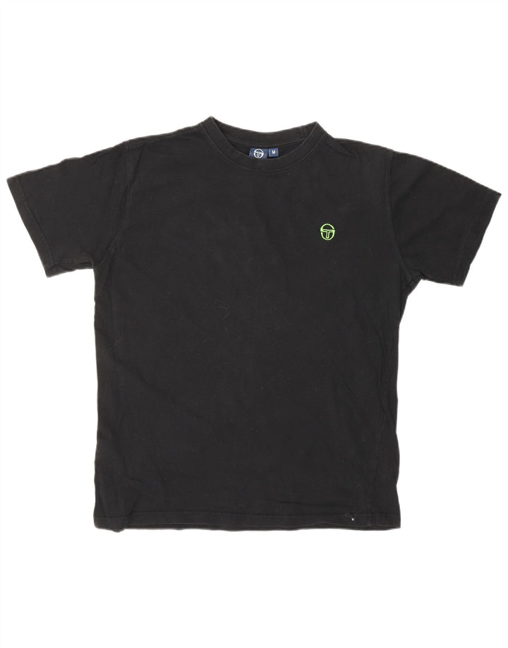 SERGIO TACCHINI Dame T-Shirt Top UK 14 Medium Sort Bomuld