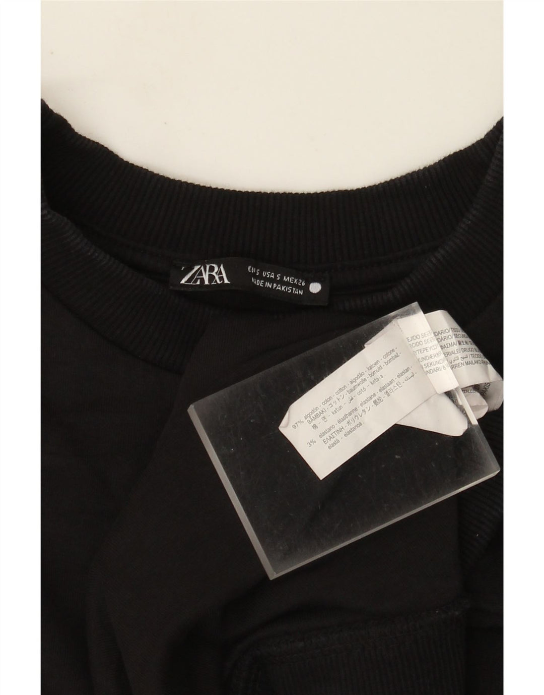 Zara Herre T-Shirt Top Lille Sort Bomuld