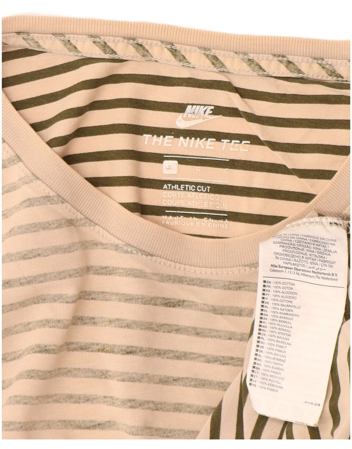 Nike T-shirt top til mænd, stor beige stribet bomuld
