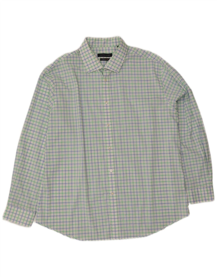 Tommy Hilfiger Herre Athletic Fit skjorte Størrelse 18 2XL Flerfarvet Gingham