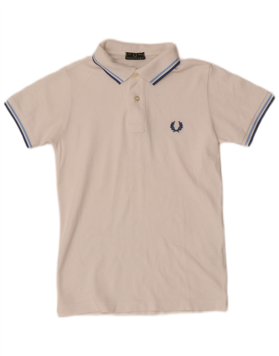 Fred Perry Boys Polo Shirt 9-10 år Hvidstribet bomuld