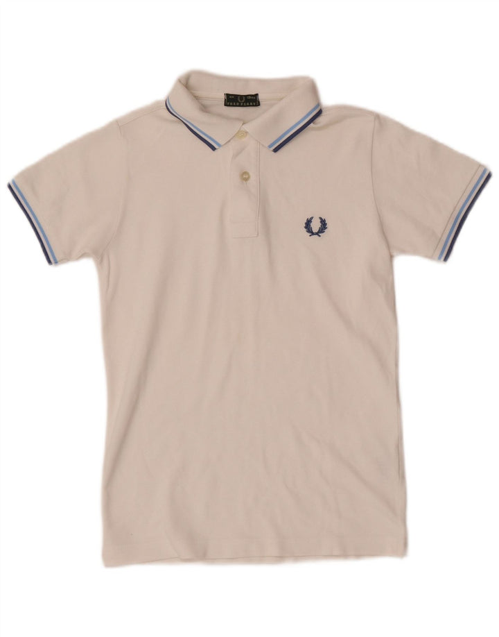 Fred Perry Boys Polo Shirt 9-10 år Hvidstribet bomuld