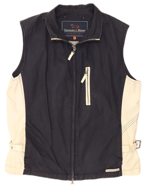 Harmont & Blaine Mens Gilet UK 42 XL Marineblå Colourblock Bomuld