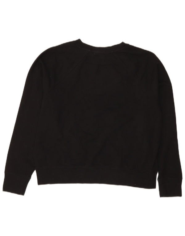 Dkny Dame Grafisk Oversized Sweatshirt Jumper UK 6 XS Sort Bomuld