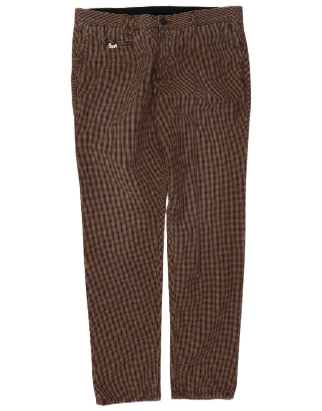 RIFLE Slim Chino Bukser til mænd W33 L32 Brun Houndstooth Bomuld