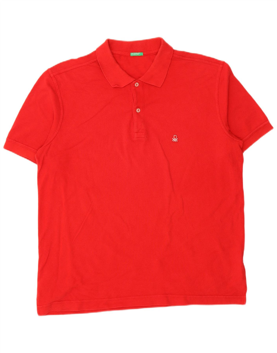 BENETTON Herre poloshirt XL Rød Bomuld