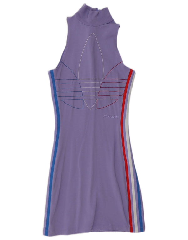 Adidas Dame Ærmeløs Grafisk Bodycon Kjole UK 10 Lille Lilla