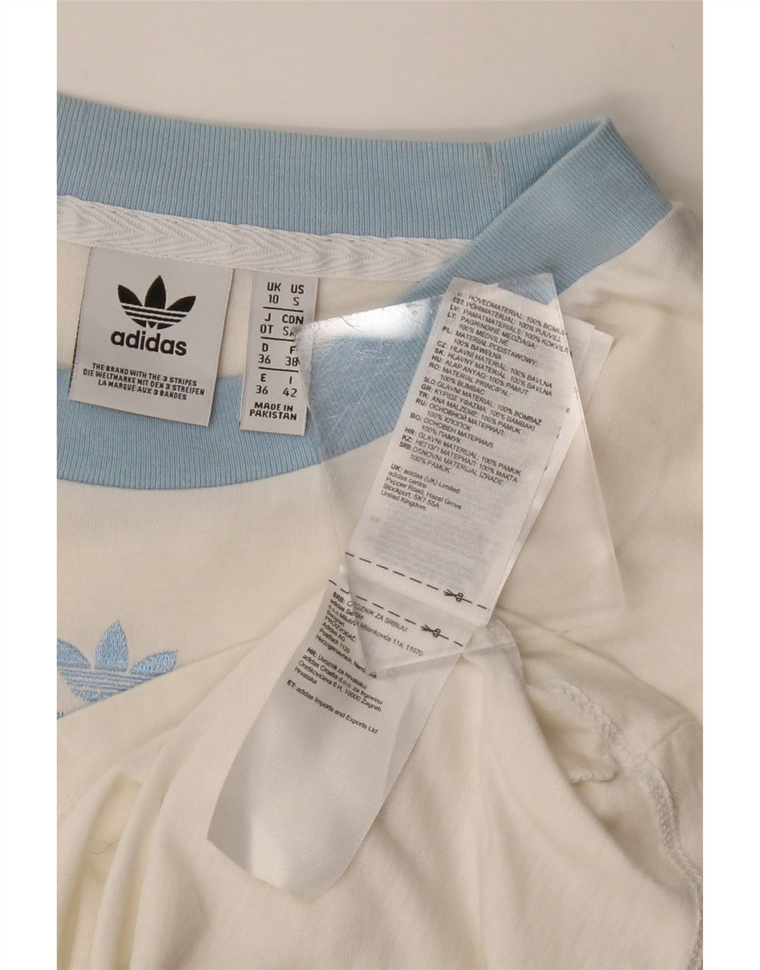 ADIDAS Womens Crop T-Shirt Top UK 10 Small White Bomuld