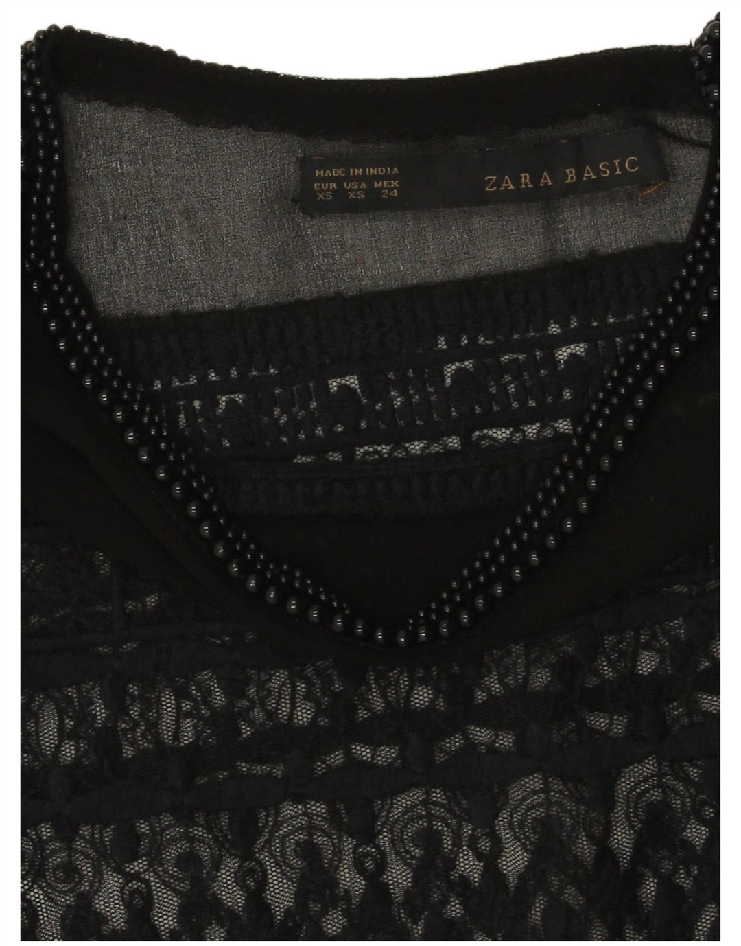 Zara Dame Blonde Se Through Top UK 6 XS Navy Blue