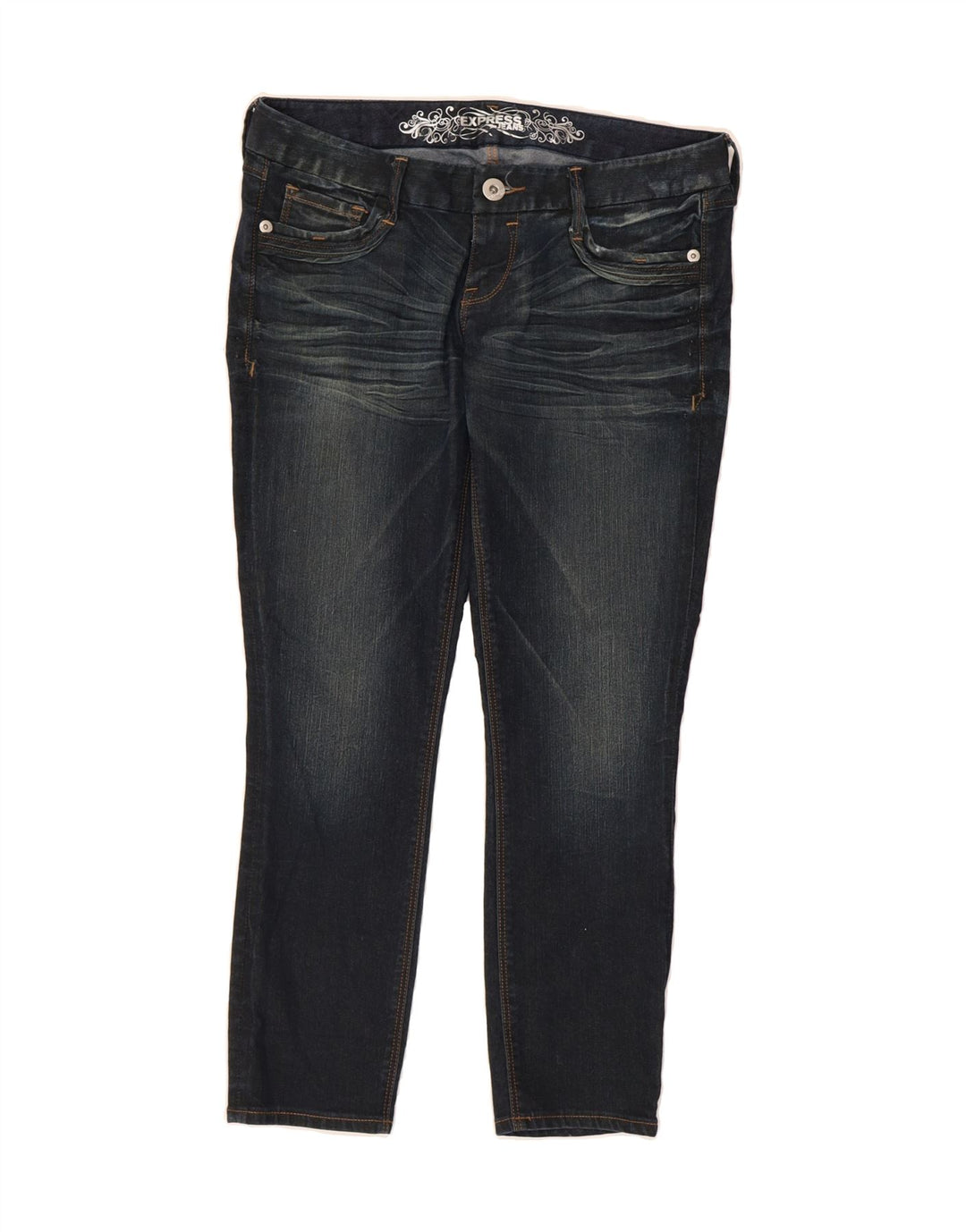 EXPRESS Womens Zelda Legging Cropped Jeans US 8 Medium W34 L27 Navy Blue Vintage Express and Second-Hand Express from Messina Hembry 