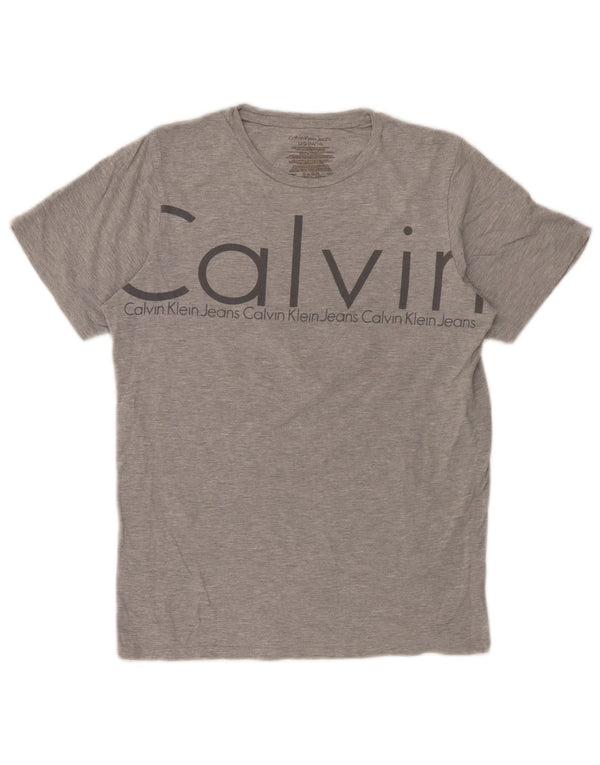 Calvin Klein Jeans Drenge Grafisk T-Shirt Top 14-15 år Stor Grå Bomuld