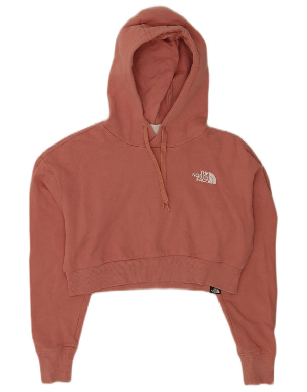 The North Face Dame Loose Fit Crop Hoodie Jumper UK 6 XS Pink Bomuld