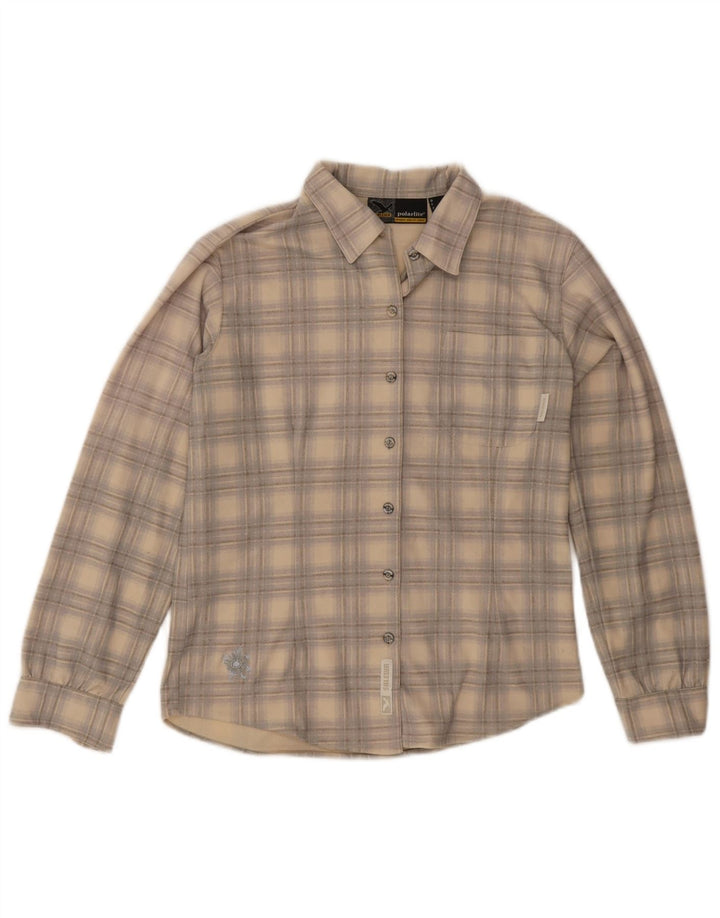 SALEWA Dame Polarlite Flannel Shirt UK 8 Small Beige Ternet Polyester