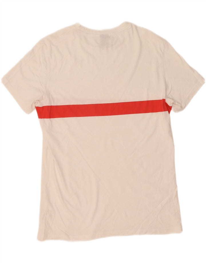 HUGO BOSS Mens Graphic T-Shirt Top Medium White Colourblock Cotton