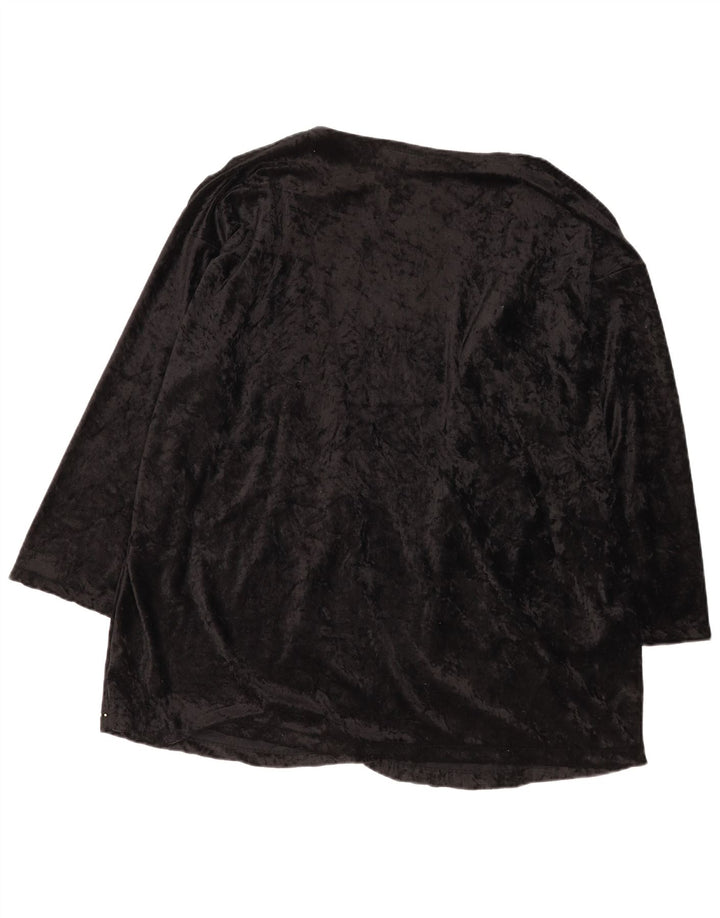 Vintage Kvinde grafisk cardigan Top EU 52/54 4XL Sort Polyester