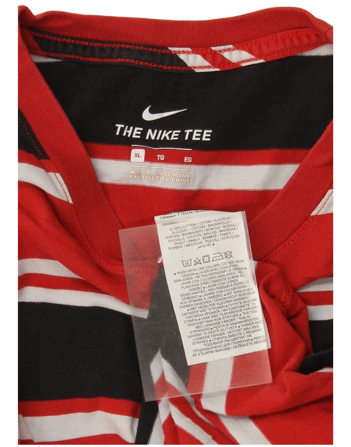 Nike T-shirt top til mænd XL rødstribet bomuld