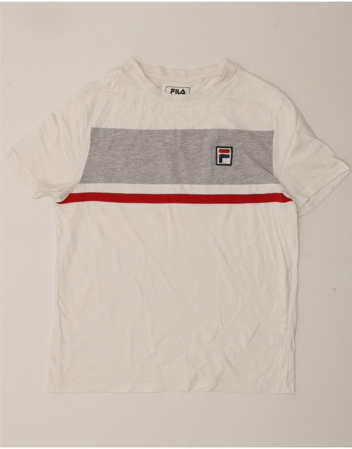 FILA Mens T-Shirt Top XS White Striped Cotton Vintage Fila and Second-Hand Fila from Messina Hembry 