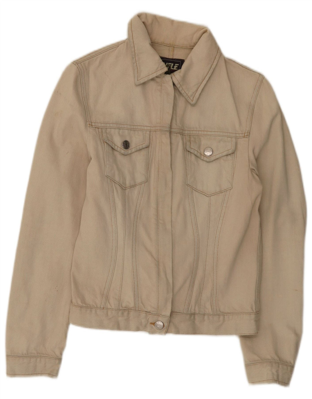 Rifle Dame Crop Denim Jacket UK 12 Medium Beige Bomuld