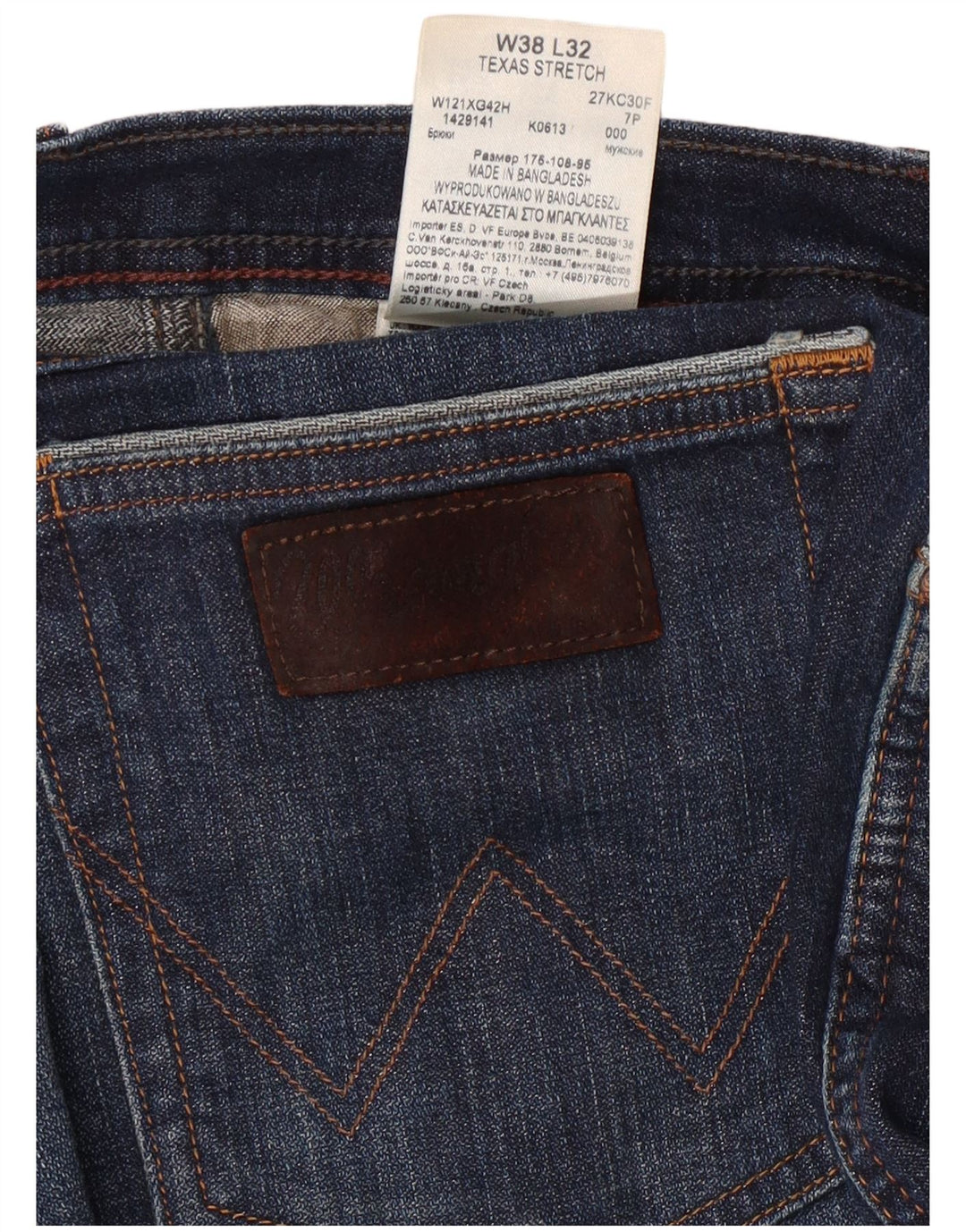 WRANGLER Herre Texas Stretch Straight Jeans W38 L32 Blå Bomuld