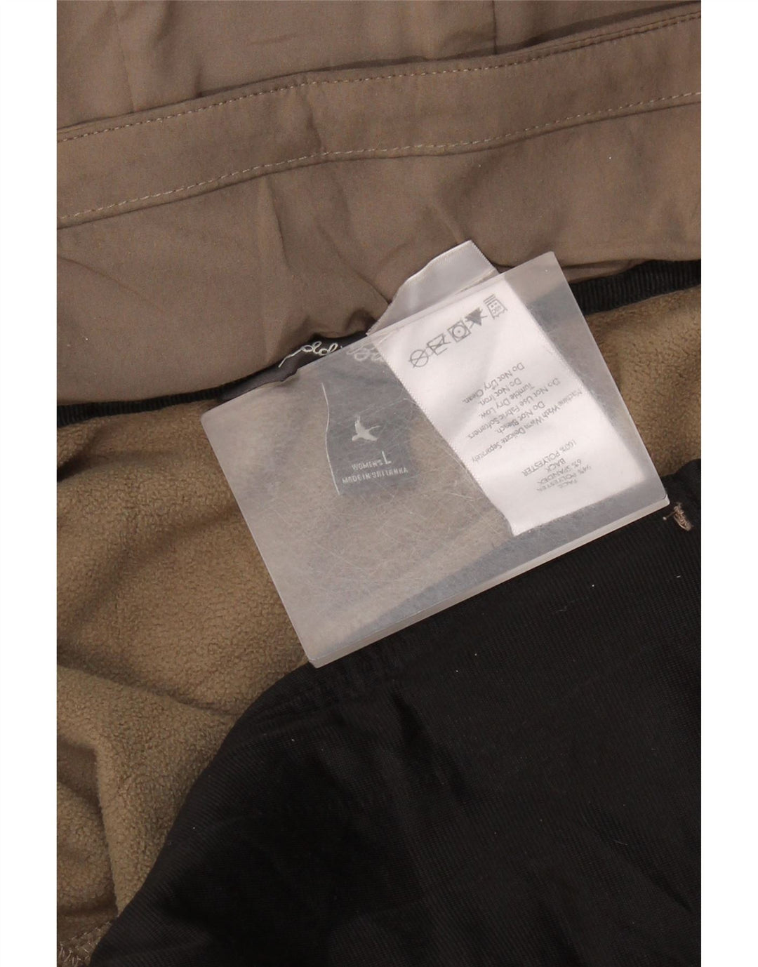 EDDIE BAUER Vindjakke med hætte til kvinder UK 16 Stor beige polyester