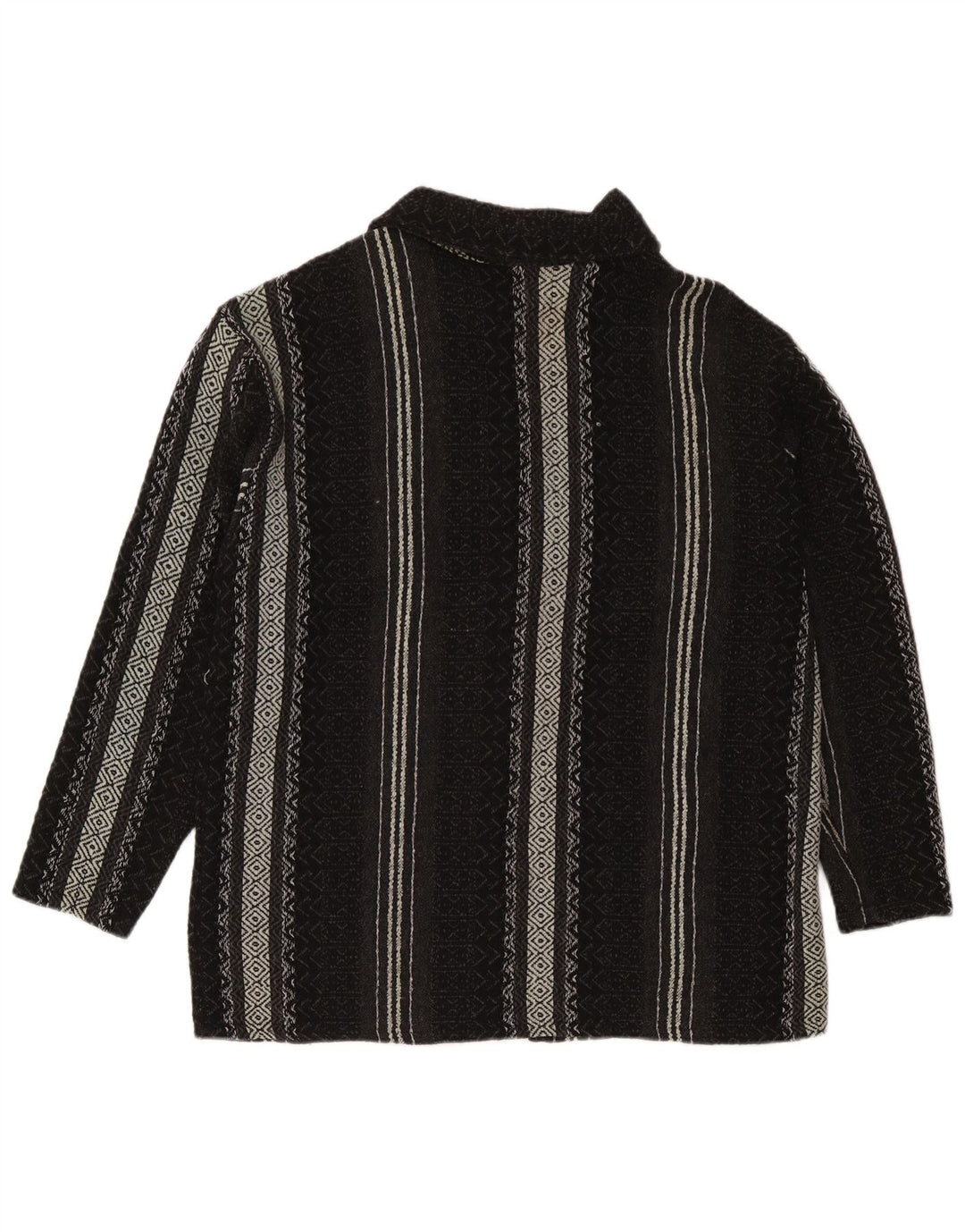 Vintage herre cardigan sweater XL sort geometrisk uld Aztec