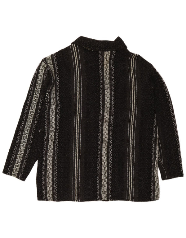 Vintage herre cardigan sweater XL sort geometrisk uld Aztec