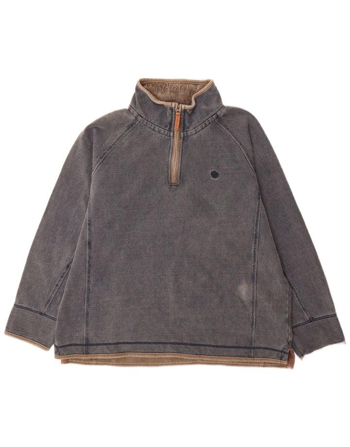 Fat Face Herre Zip Neck Sweatshirt Jumper XL Grå Bomuld