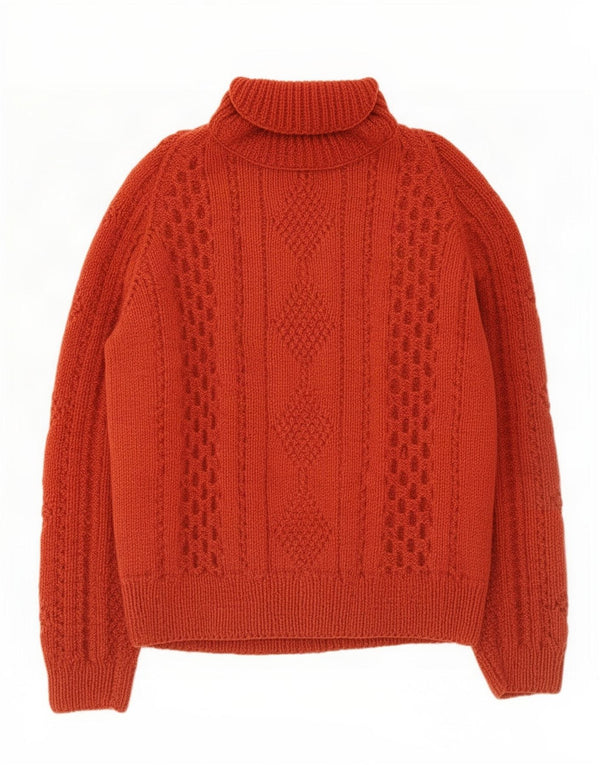 Vintage Dame Rullehals Sweater UK 12 Medium Orange