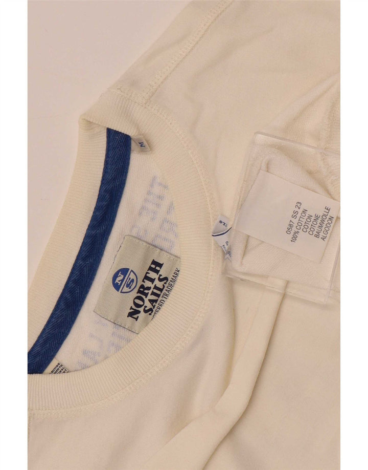 North Sails Herre Grafisk Sweatshirt Jumper Medium Hvid Bomuld