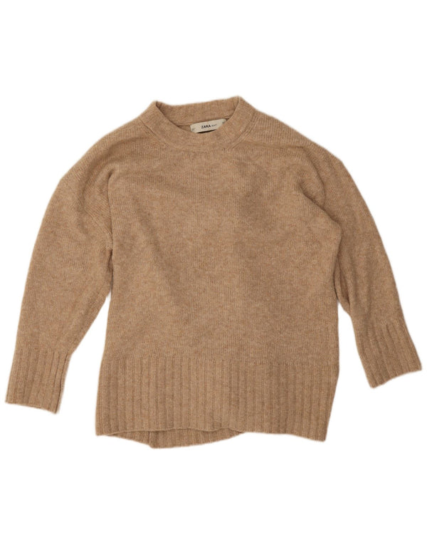 Zara Dame Loose Fit Jumper Sweater UK 14 Medium Beige Akryl