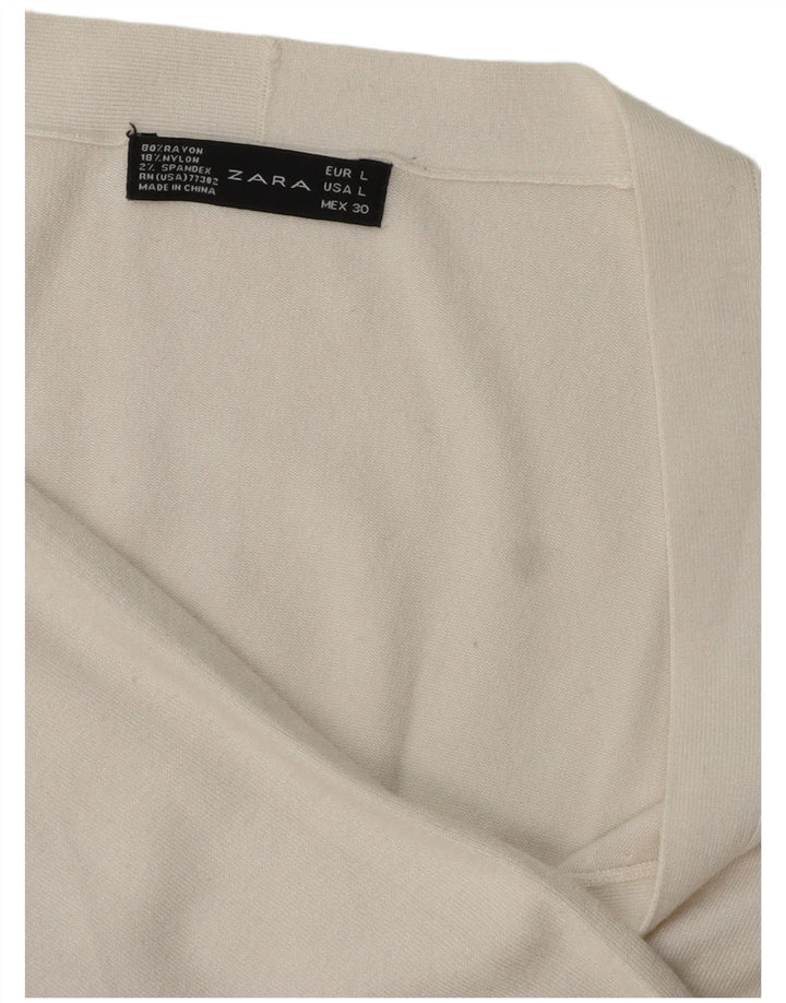 Zara Dame Cardigan Sweater UK 16 Large White Rayon