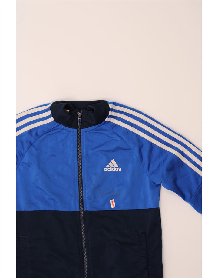 ADIDAS Boys Tracksuit Top Jacket 9-10 Years Blue Colourblock Polyester Vintage Adidas and Second-Hand Adidas from Messina Hembry 
