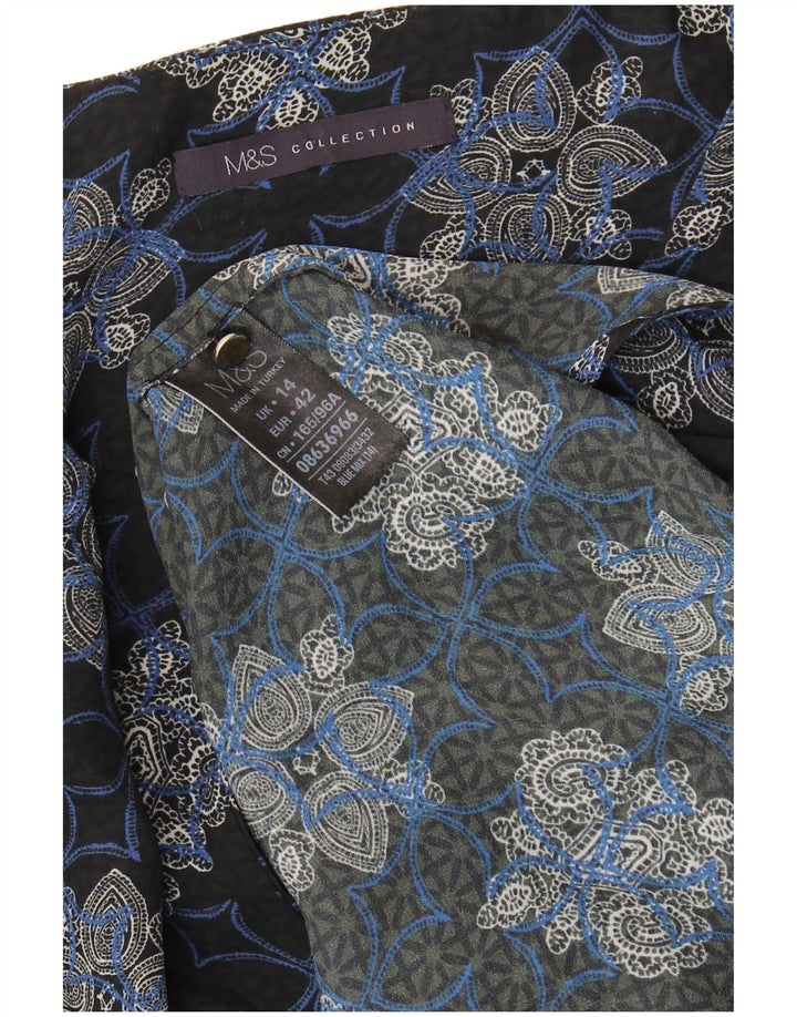 MARKS & SPENCER Womens Shirt Blouse UK 14 Large  Blue Floral Polyester
