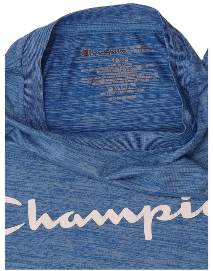 Champion Boys Grafisk T-Shirt Top 10-11 år Blå Flecked Polyester