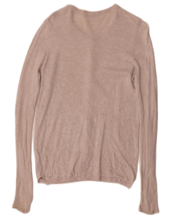 Zara Dame Cardigan Sweater UK 10 Small Beige Viscose