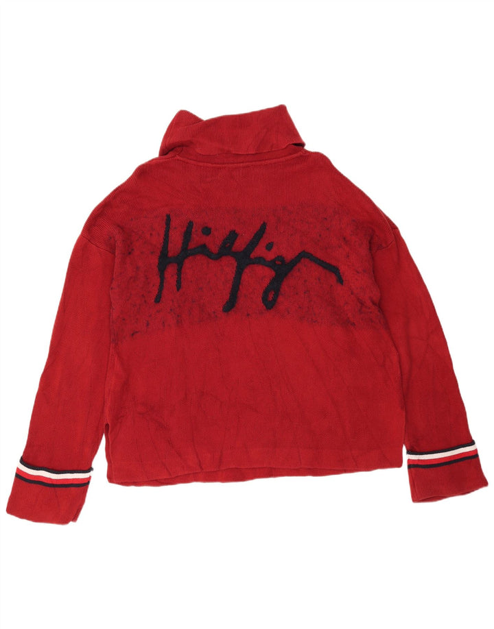 Tommy Hilfiger Dame grafisk rullehals sweater UK 10 Lille rød