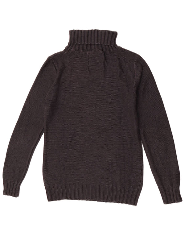Vintage Dame Roll Neck Jumper Sweater UK 12 Medium Black Argyle/Diamond