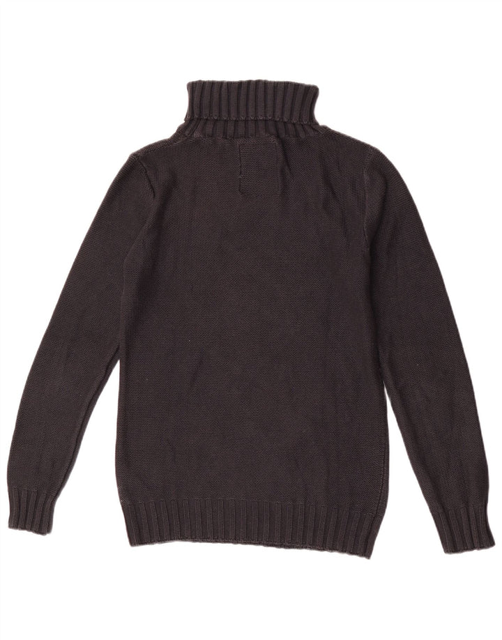 Vintage Dame Roll Neck Jumper Sweater UK 12 Medium Black Argyle/Diamond