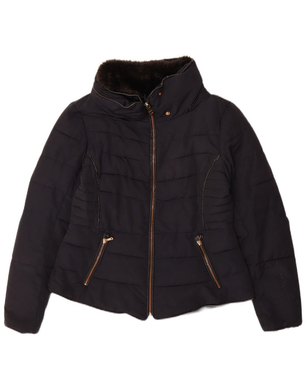 Zara Dame Polstret Jakke UK 16 Large Navy Blue