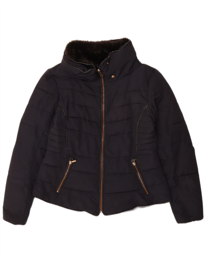 Zara Dame Polstret Jakke UK 16 Large Navy Blue