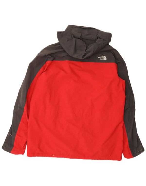 The North Face Regnjakke med hætte til mænd UK 42 XL Rød Colourblock Nylon
