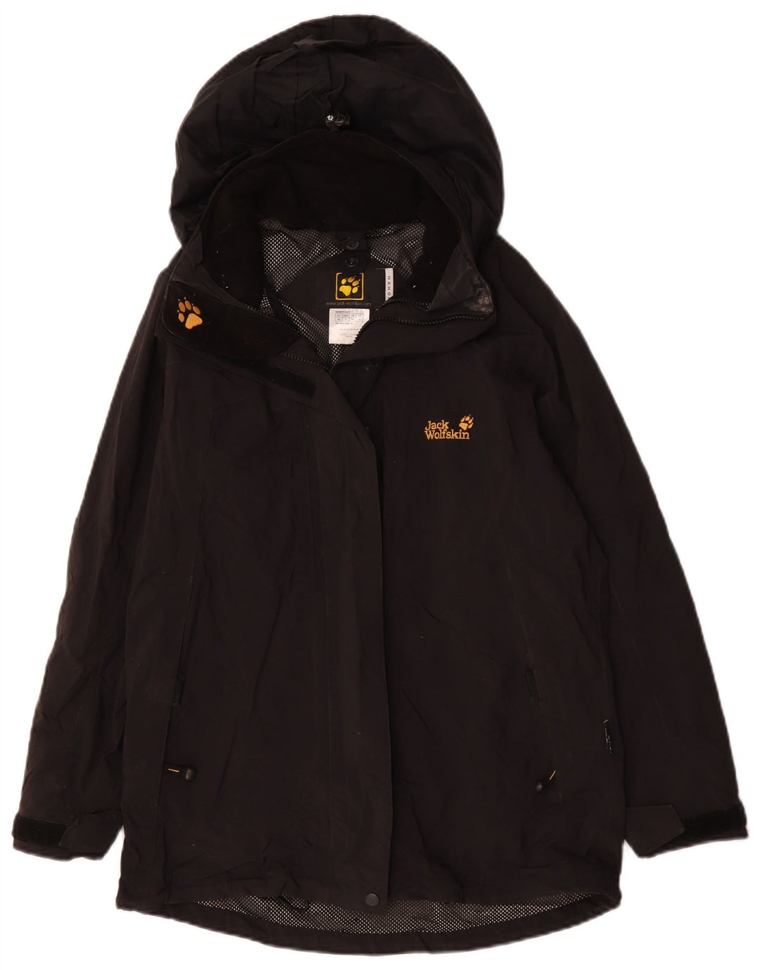 JACK WOLFSKIN Kvinder Oversized Hætte Regnjakke UK 8 Lille Sort