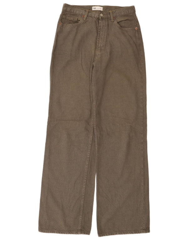 Zara Dame Jeans med høj talje og brede ben EU 38 Small W28 L33 Grå