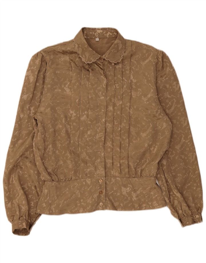 Vintage kvinders abstrakt mønster skjorte bluse IT 44 Medium Brown Tie Dye